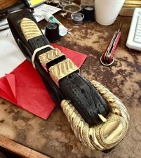 Western Buckle Set 14k SOLID YELLOW GOLD by Amad Khan- C:1987 picture