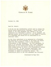 Gerald R. Ford - Important Letter Signed - Argues Importance of 25th Amendment picture