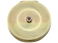 George VI 9ct Yellow Gold, Ruby and Diamond Powder/Mirror Compact by Cartier picture