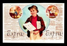 Extra Extra - Newspaper Boy c1890 - Original Genuine - EX RARE Cigar Box Label picture