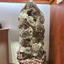 188LB Large A+++ Natural Smokey Quartz Dragon Carved Crystal Office Reiki picture