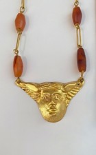 Ancient Roman Gold and Carnelian Necklace featuring Roman God of Dreams Somnus picture