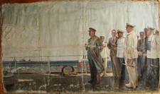 Ukrainian Soviet USSR Oil Painting realism portrait I. Stalin ship Generalissimo picture