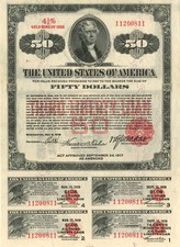 $50 Third Liberty Loan Bond - 1918 dated Fifty Dollar 4 1/4% Third Liberty Loa picture