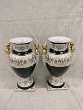 An Elegant Pair Of French Empire Style Forest - Green And Parcel - Gilt Pyriform picture