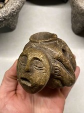MLC s4324 Big Female Birthing Stone Effigy Indian Pipe North Carolina Artifact picture