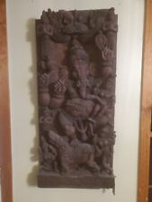 ANTIQUE HAND CARVED LORD GANESHA (GANESH/GANAPATI) WALL ART / SCULPTURE picture