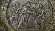ANTIQUE 18TH C JUDAICA BIBLE PASSOVER PESACH PLATE SILVER 13 NIRNBERG GERMANY picture