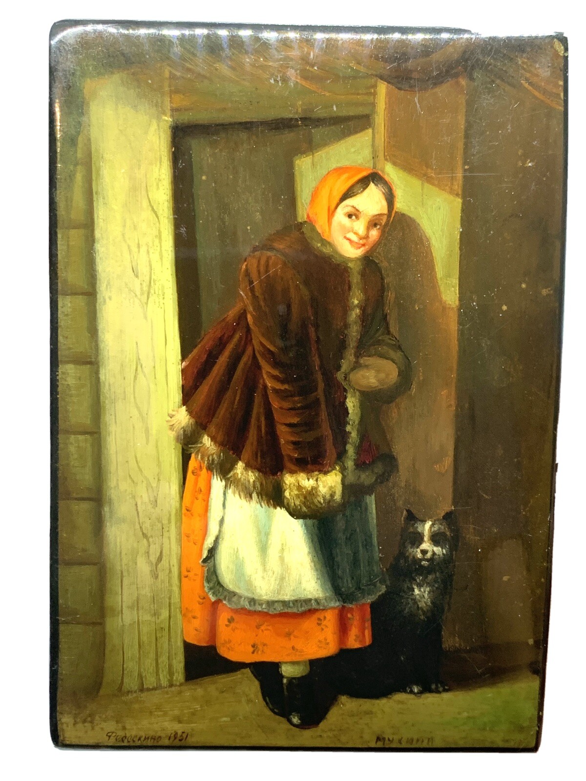 Russian “Queen Of Sviet Sculpture”Vera Muchina Lacquer Box. 1951. 