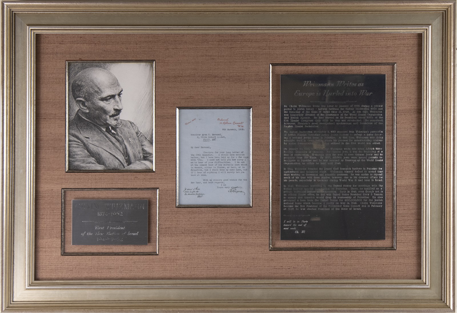CHAIM WEIZMANN (ISRAEL) - TYPED LETTER SIGNED 01/06/1933 CHAIM WEIZMANN (ISRAEL) - TYPED LETTER SIGNED 01/06/1933