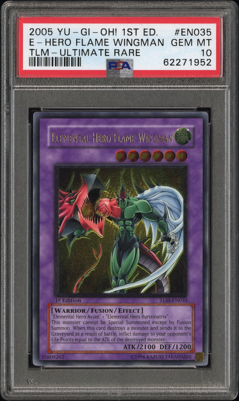PSA 10 Yugioh Elemental Hero Flame Wingman TLM-EN035 1st Ultimate GOLD STAMP PSA 10 Yugioh Elemental Hero Flame Wingman TLM-EN035 1st Ultimate GOLD STAMP