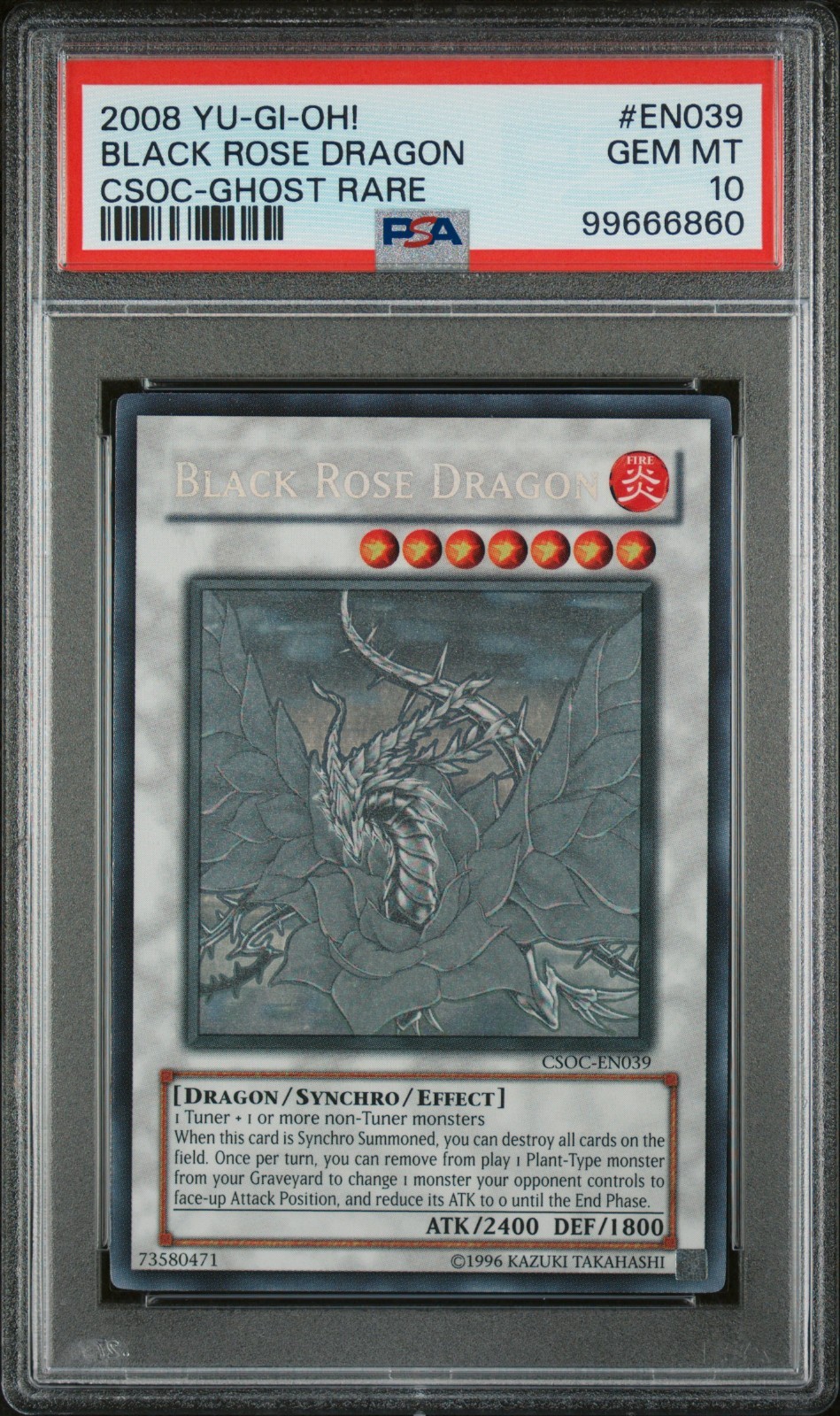 Yugioh PSA 10 GEM MINT Black Rose Dragon GHOST RARE CSOC