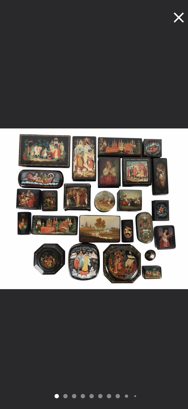 Vintage Russian Palekh Boxes Lot Of 25 Pieces Hand painted Vintage Russian Palekh Boxes Lot Of 25 Pieces Hand painted