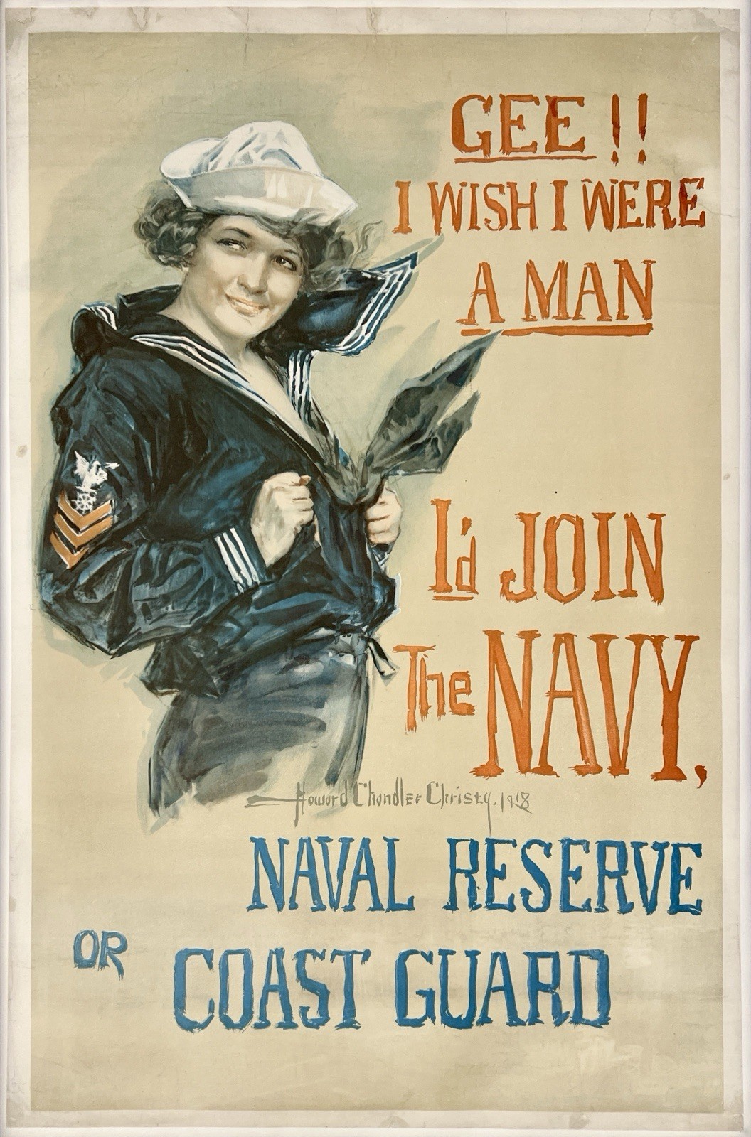 Original Vintage Poster GEE I WISH I WERE A MAN JOIN THE NAVY WWI World War OL Original Vintage Poster GEE I WISH I WERE A MAN JOIN THE NAVY WWI World War OL