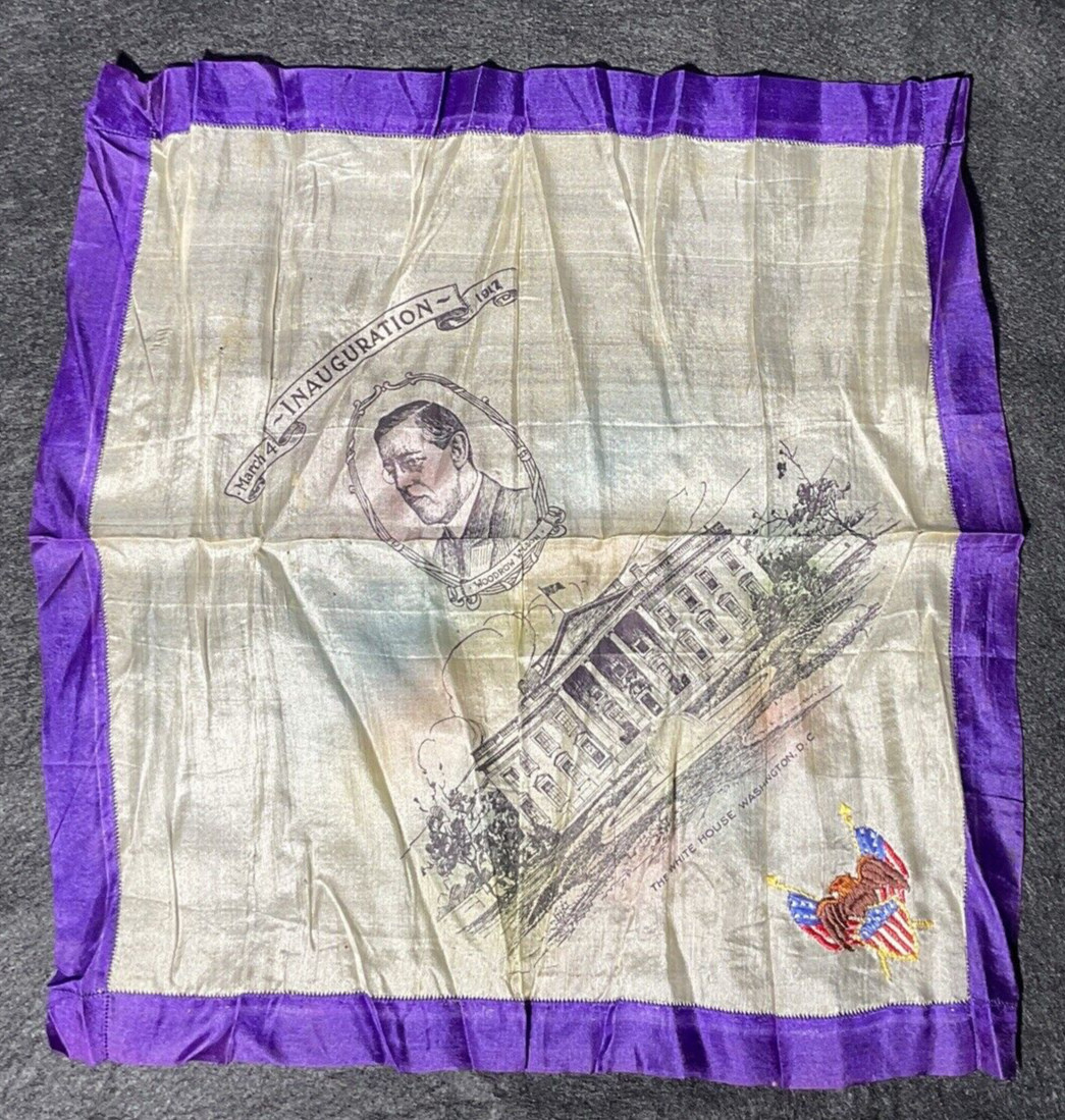Antique Private Second Presidential Inauguration Woodrow Wilson Handkerchief Antique Private Second Presidential Inauguration Woodrow Wilson Handkerchief