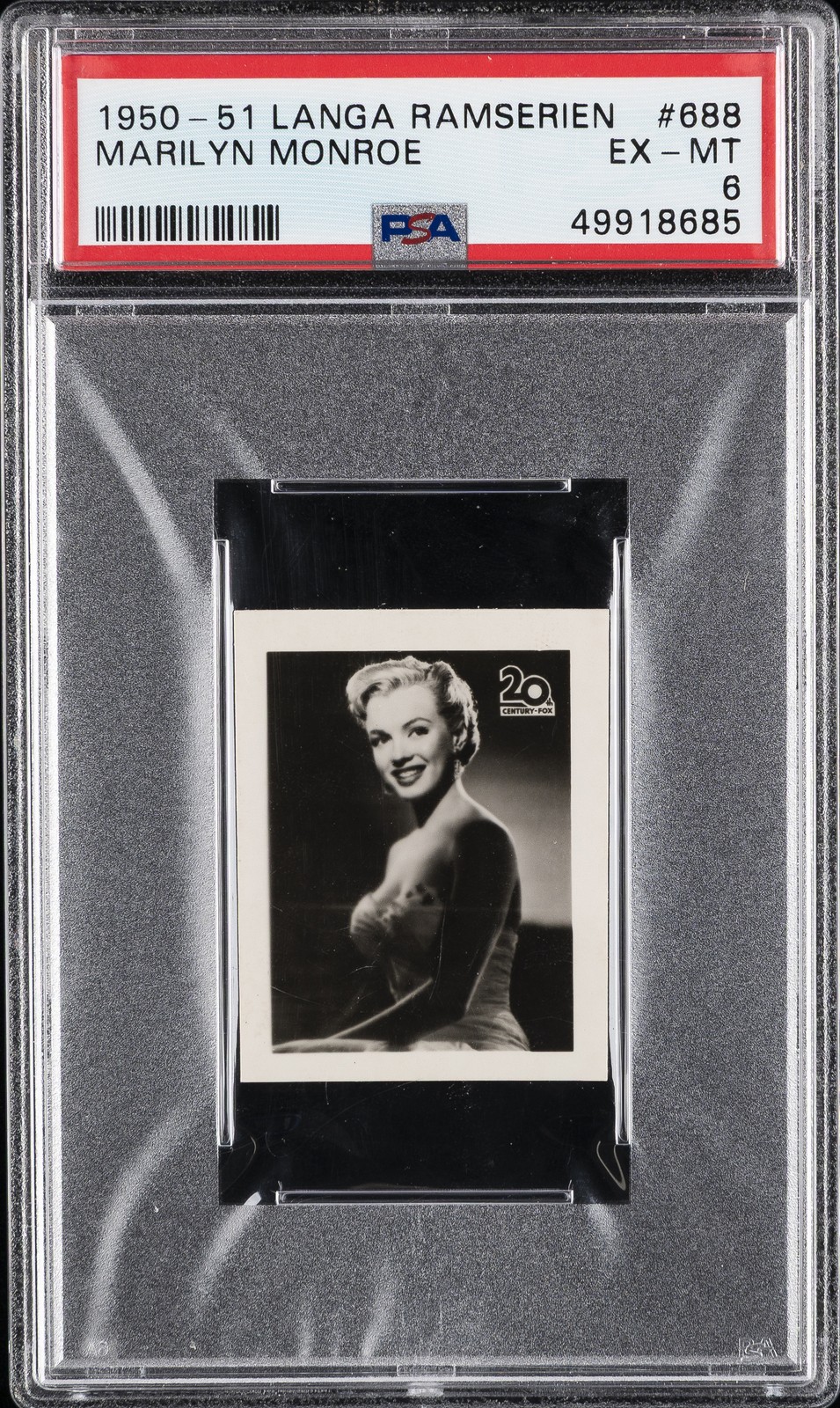 1950 ANDRA FILMSERIER IDOLBILDS STJARNSERIE-RAMSERIEN #688 MARILYN MONROE PSA 6 1950 ANDRA FILMSERIER IDOLBILDS STJARNSERIE-RAMSERIEN #688 MARILYN MONROE PSA 6