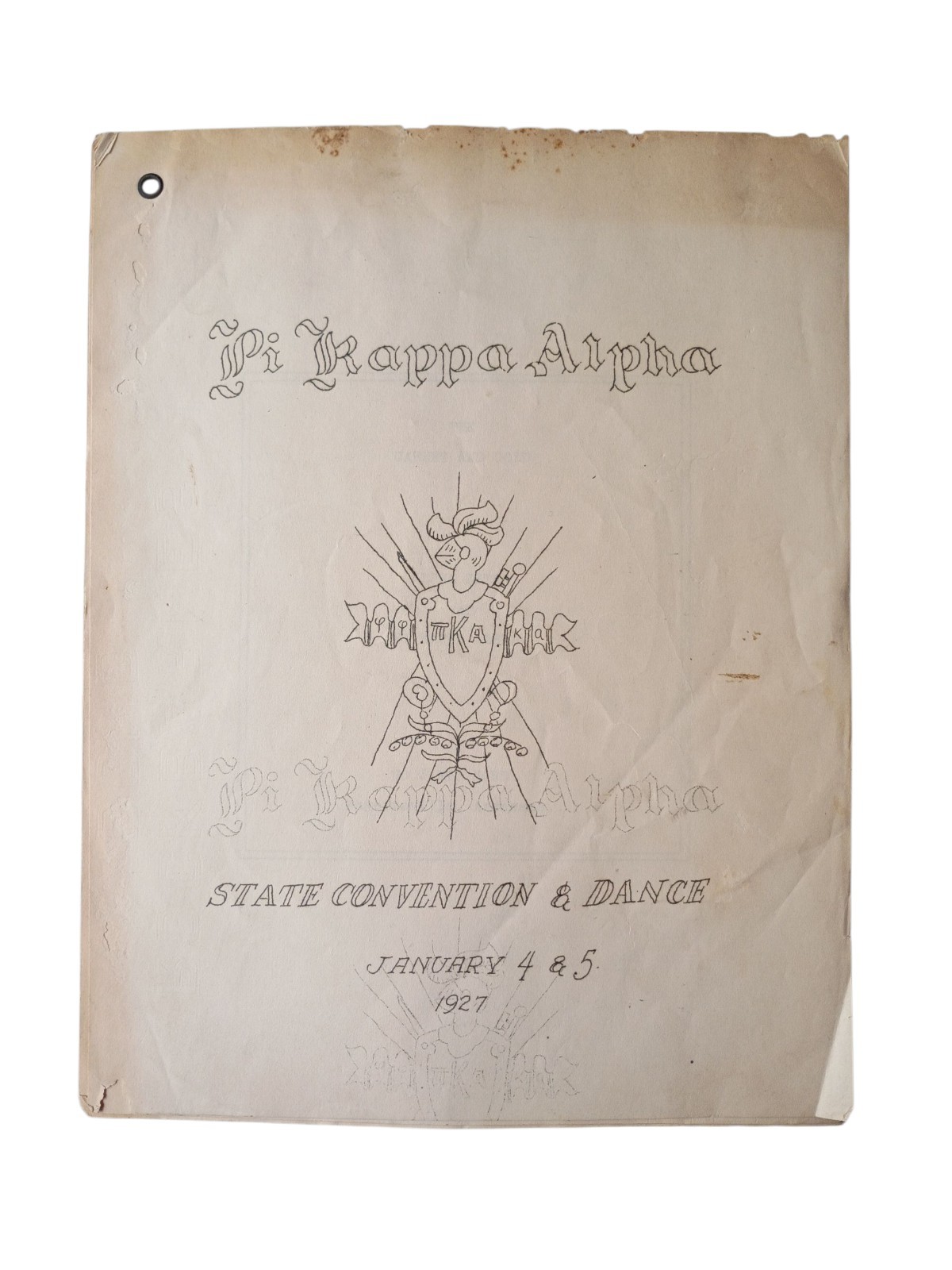 1927 Pi Kappa Alpha State Convention & Dance Fayetteville Arkansas 8 Pages