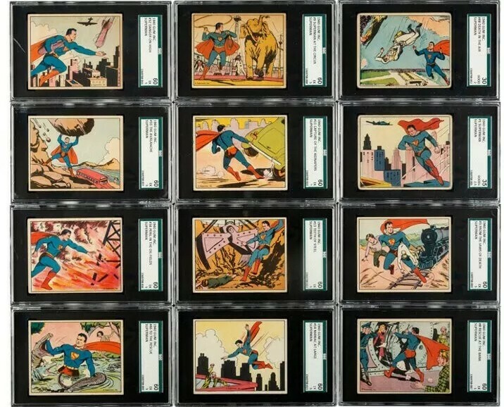 1940 Superman cards Gum Inc GRADED set 1-48