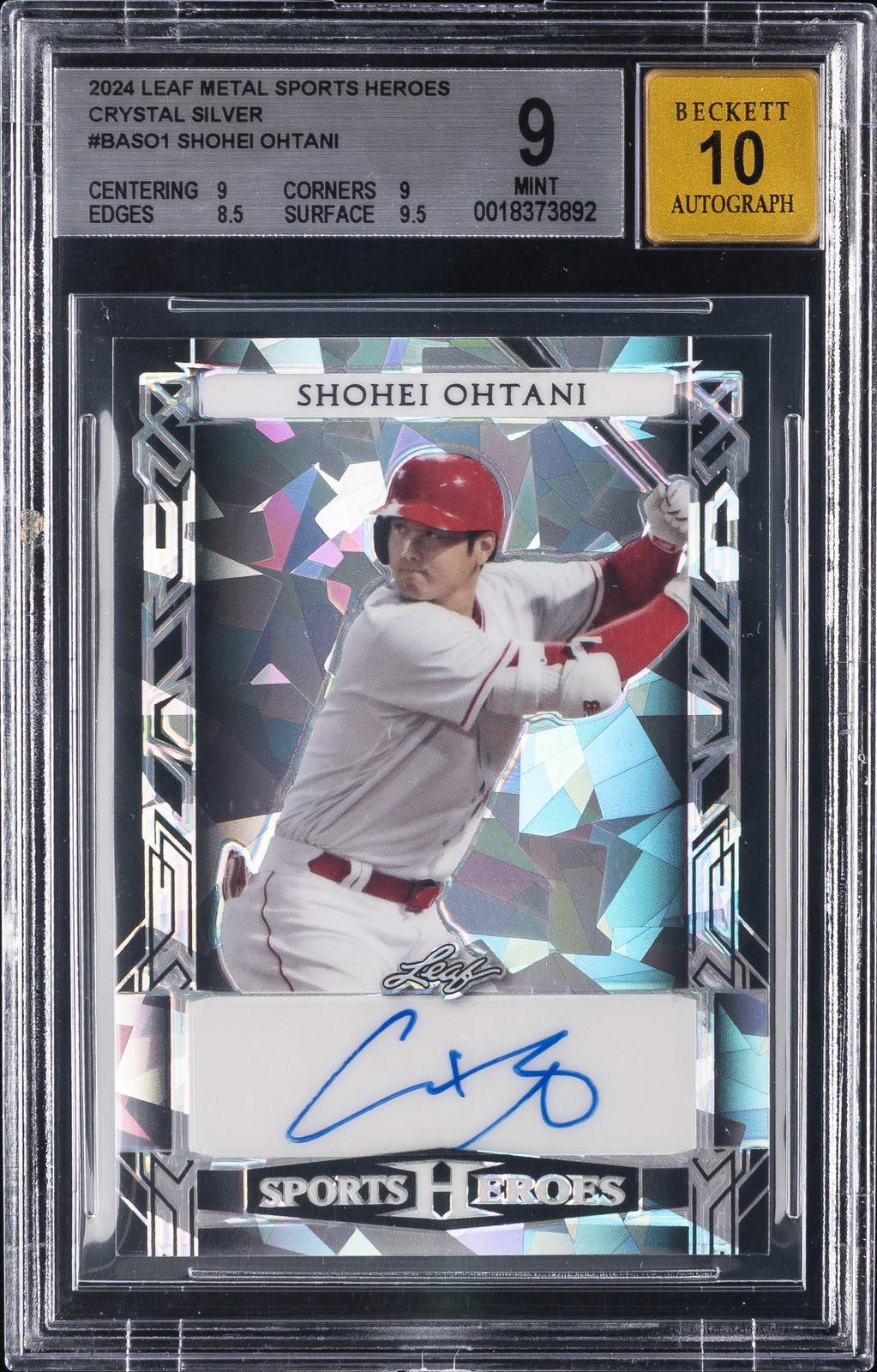 2024 LEAF METAL SPORTS HEROES CRYSTAL SILVER #BASO1 SHOHEI OHTANI BGS 9