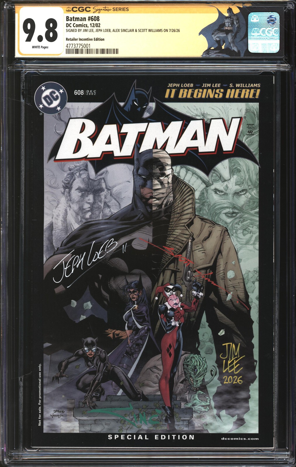 Batman (1940) #608 Retailer Incentive Edition (RRP) CGC Signature Series 9.8 NM/