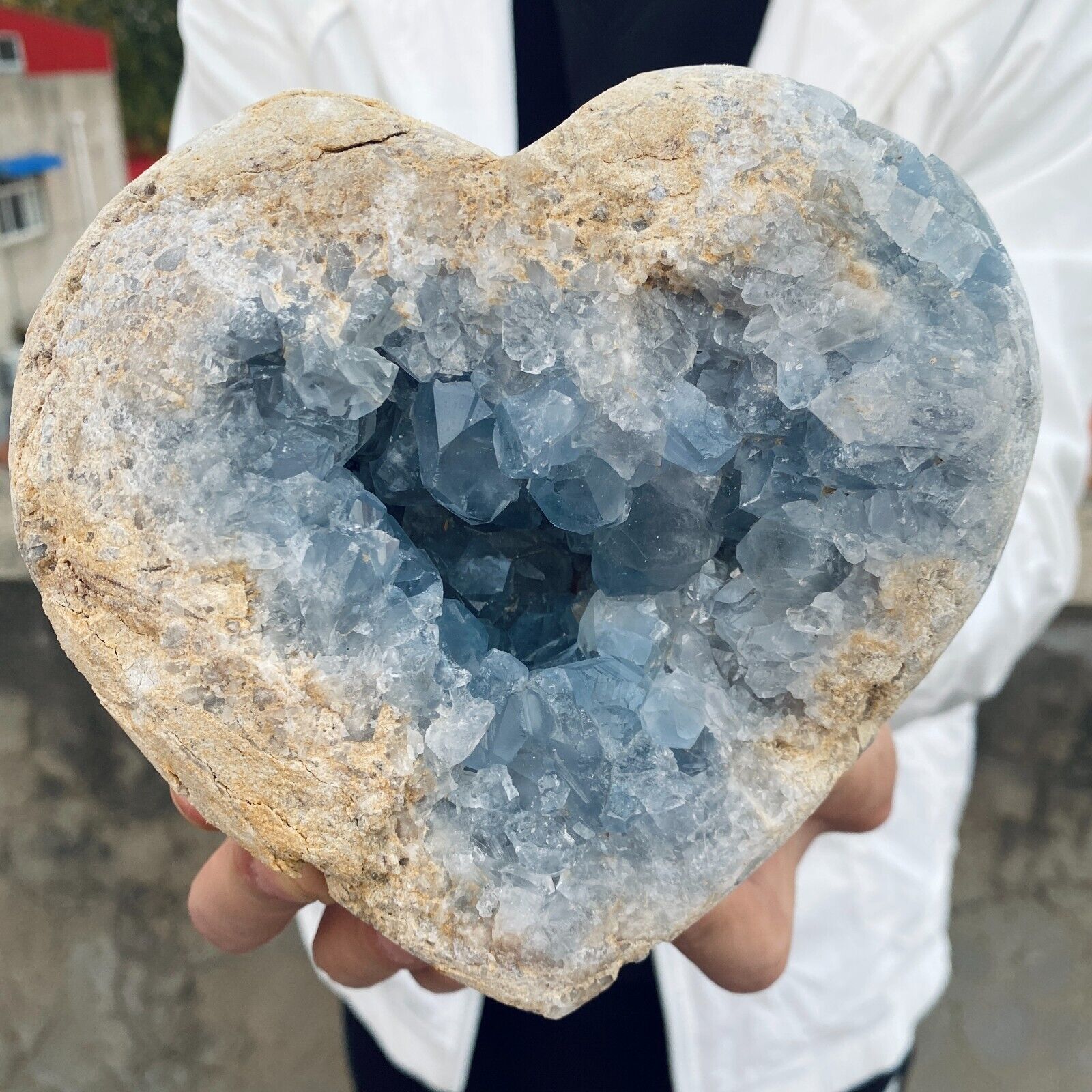 5.23lb Natural Beautiful Blue Celestite Crystal Geode Cave Mineral Rock Specimen