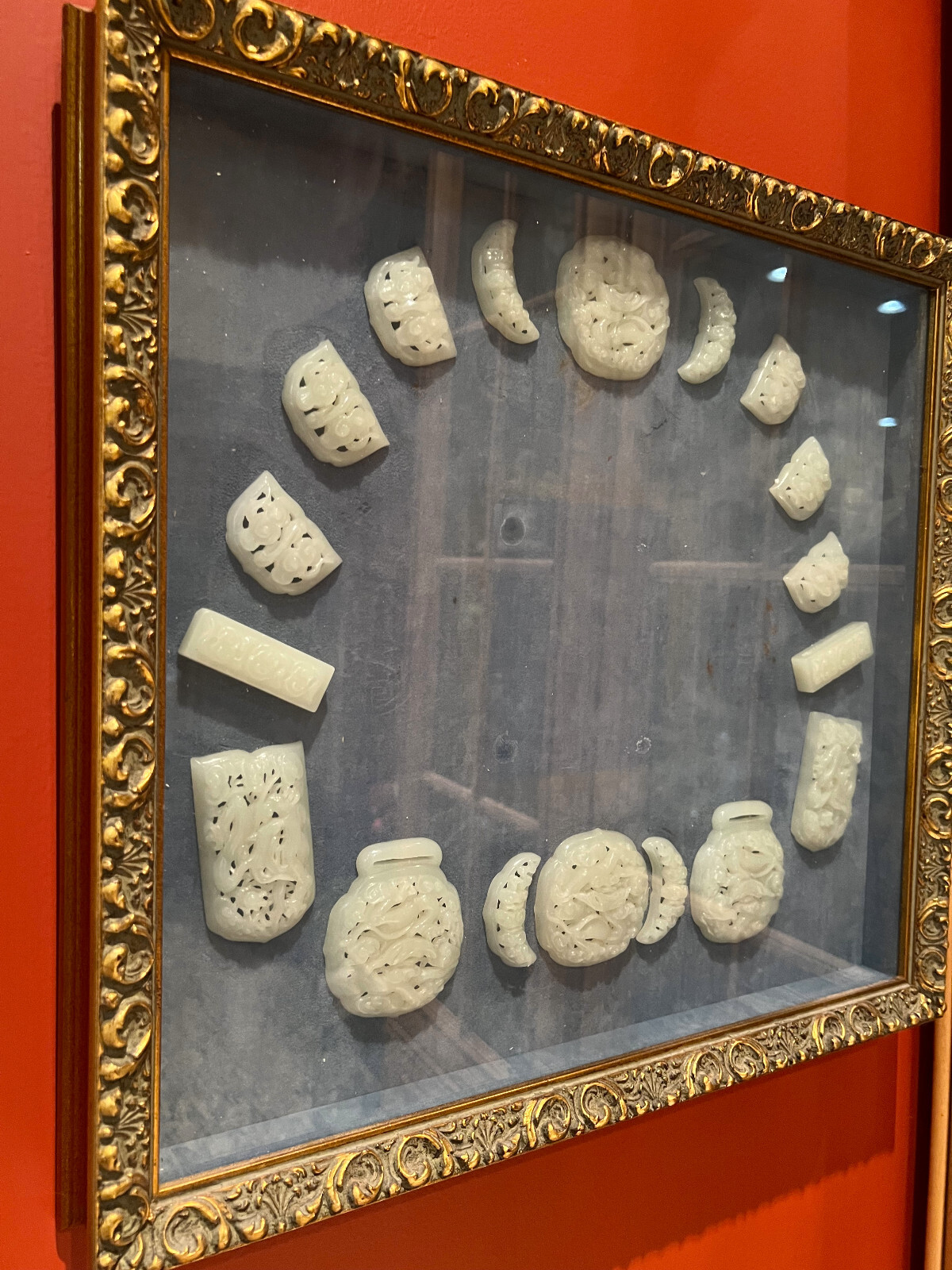 A Set Of Eighteen Carved White Jade Belt Plaques, Qing Dynasty. A Set Of Eighteen Carved White Jade Belt Plaques, Qing Dynasty.
