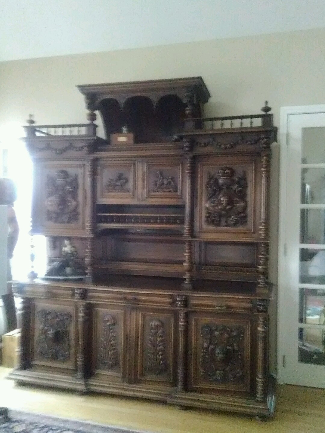 Old Gothic French Royal Family Wood  Strong Well Maintained Carved Buffet
