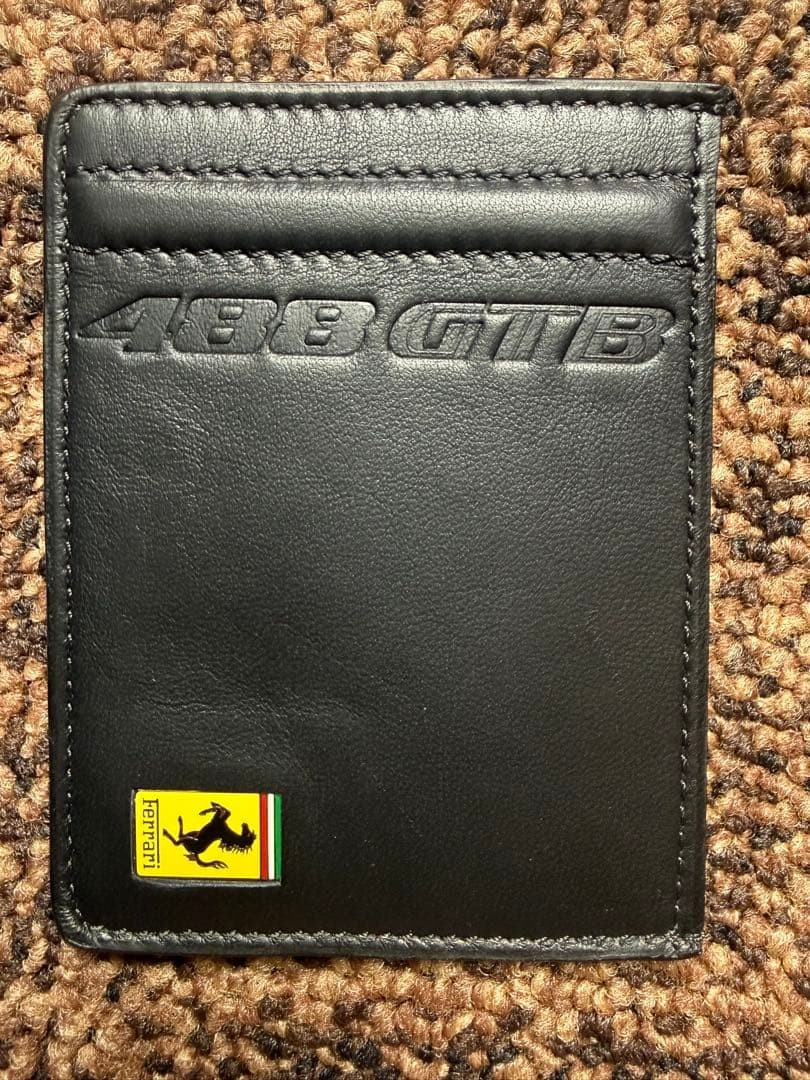 Ferrari 488 GTB Black Leather Card Case Wallet Embossed Logo Italy New Ferrari 488 GTB Black Leather Card Case Wallet Embossed Logo Italy New