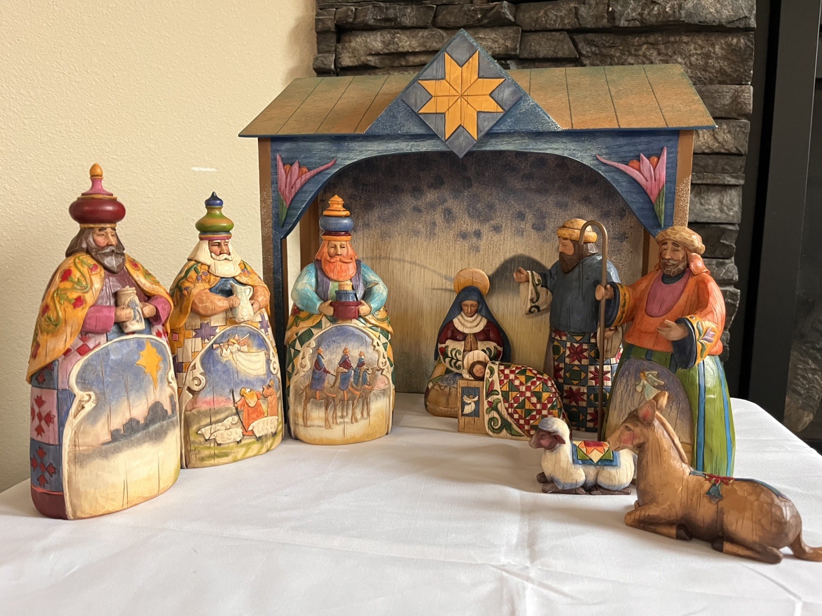 SIGNED Jim Shore 2003 Joy To The World 10 piece Nativity Enesco Heartwood Creek