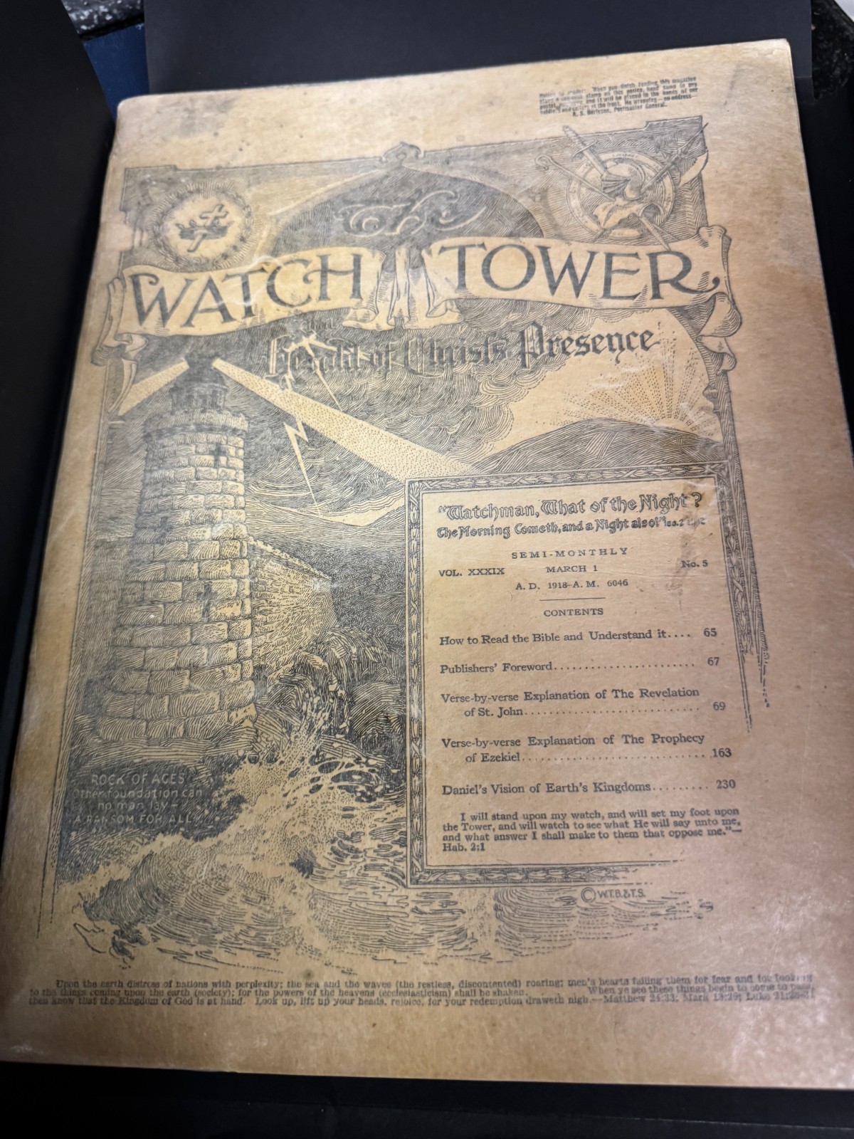 WATCHTOWER FINISHED MYSTERY ZG 1918 NON COLOR VERSION WATCHTOWER FINISHED MYSTERY ZG 1918 NON COLOR VERSION