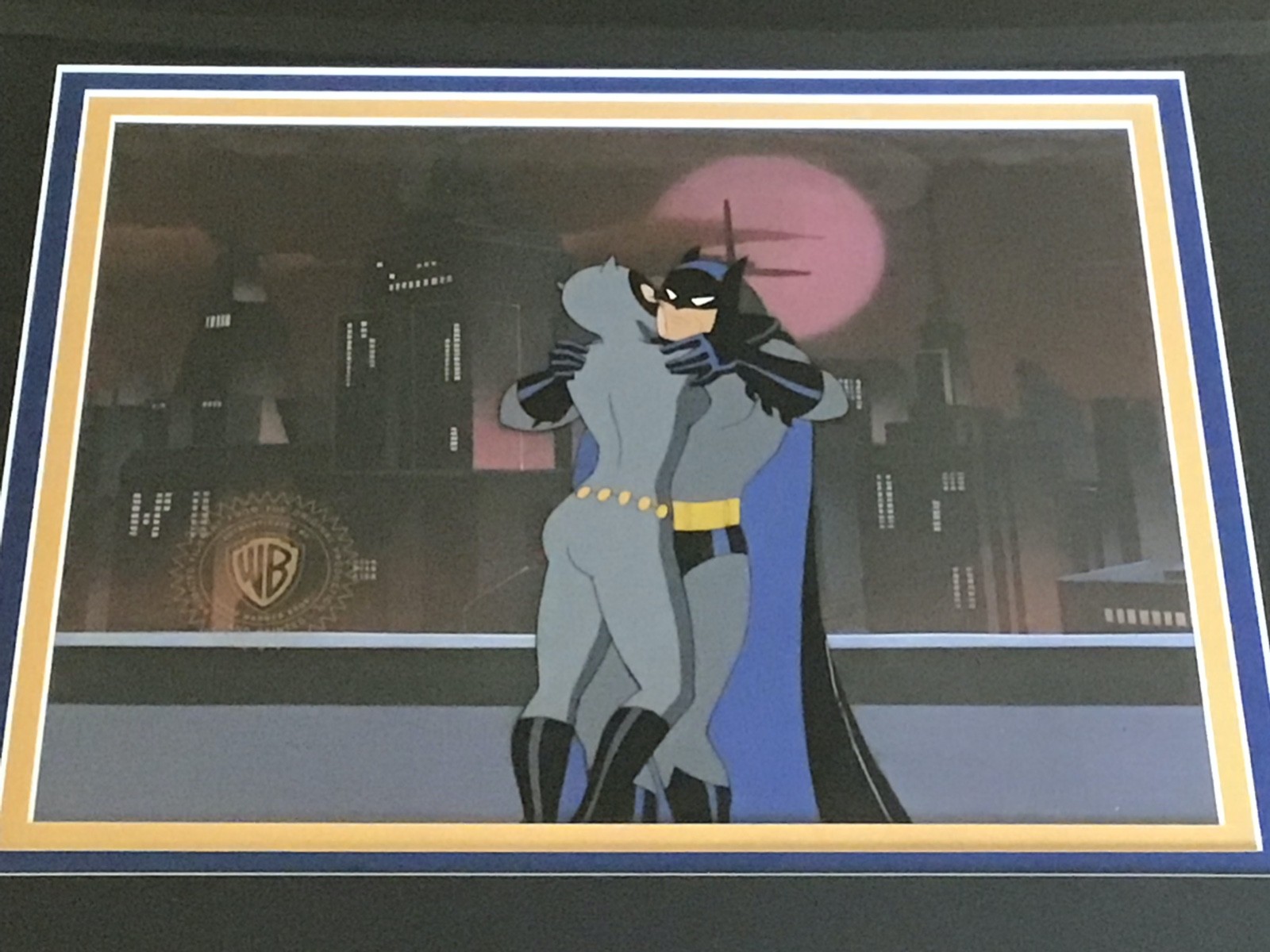 Catwoman Kissing Batman The Animated Series Cat and the Claw Production Cel OPC