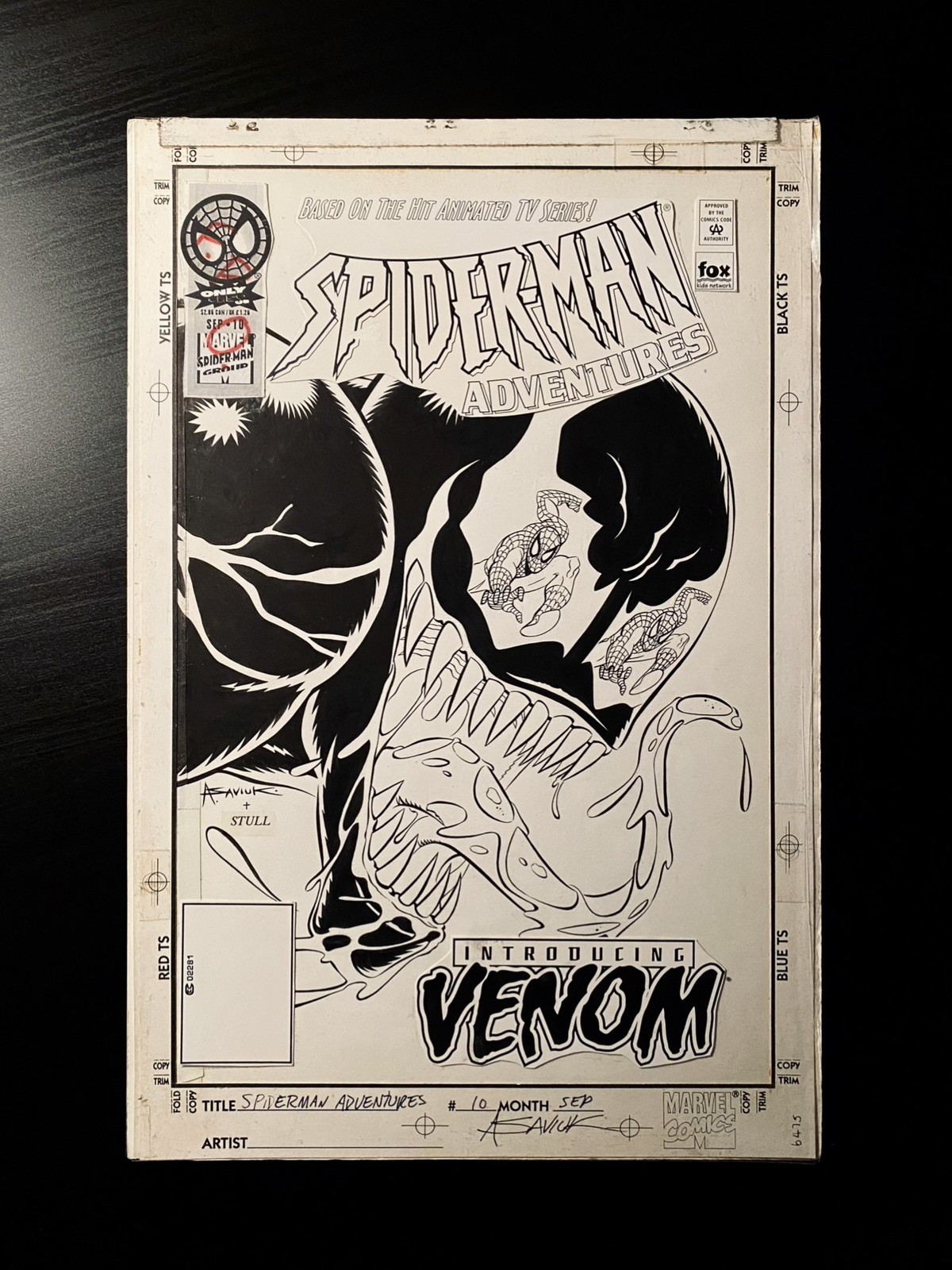 Spider-Man Adventures 10 Venom Original Art Cover by Alex Saviuk signed Spider-Man Adventures 10 Venom Original Art Cover by Alex Saviuk signed
