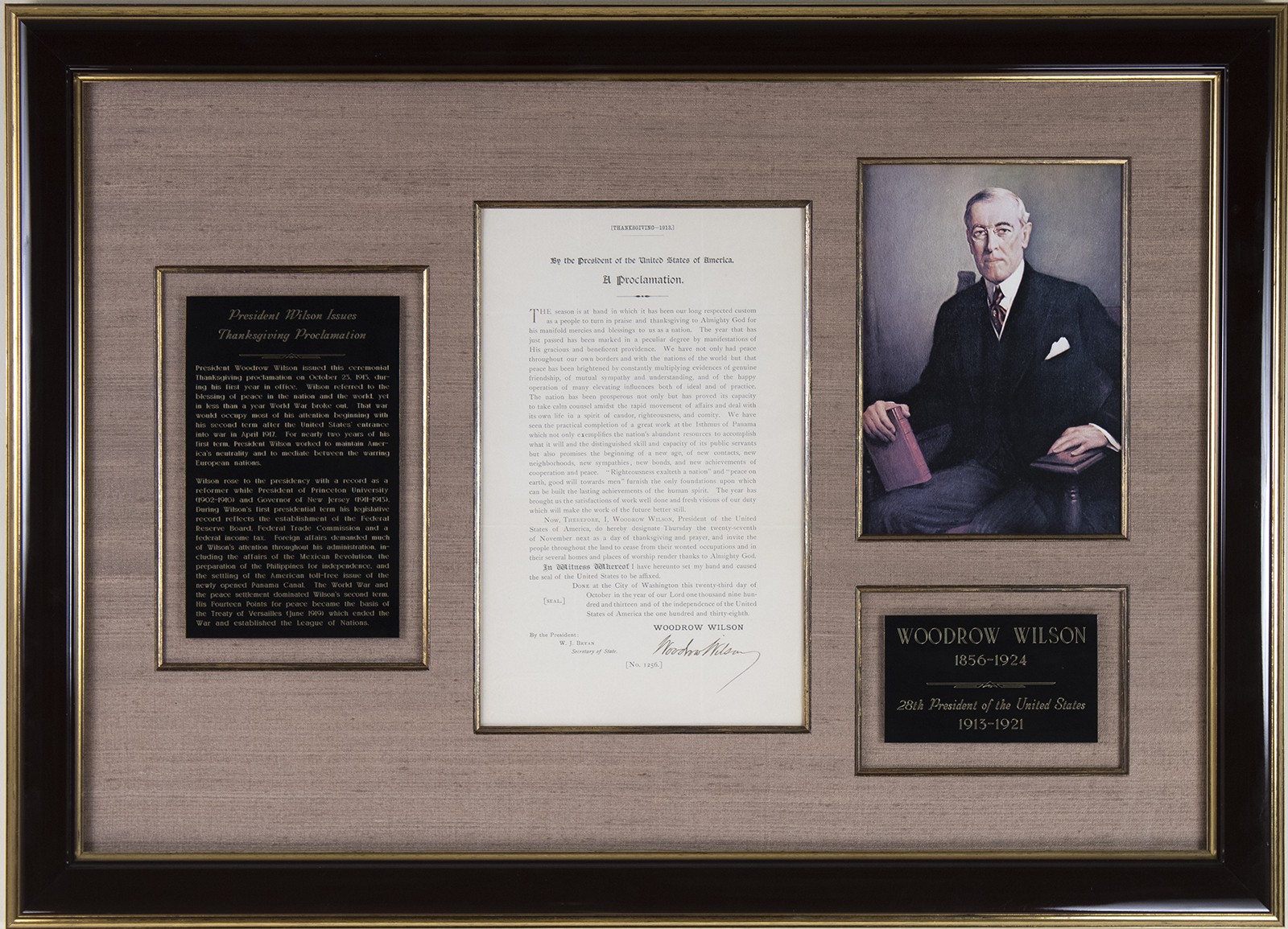 WOODROW WILSON - PRESIDENTIAL PROCLAMATION SIGNED 10/23/1913