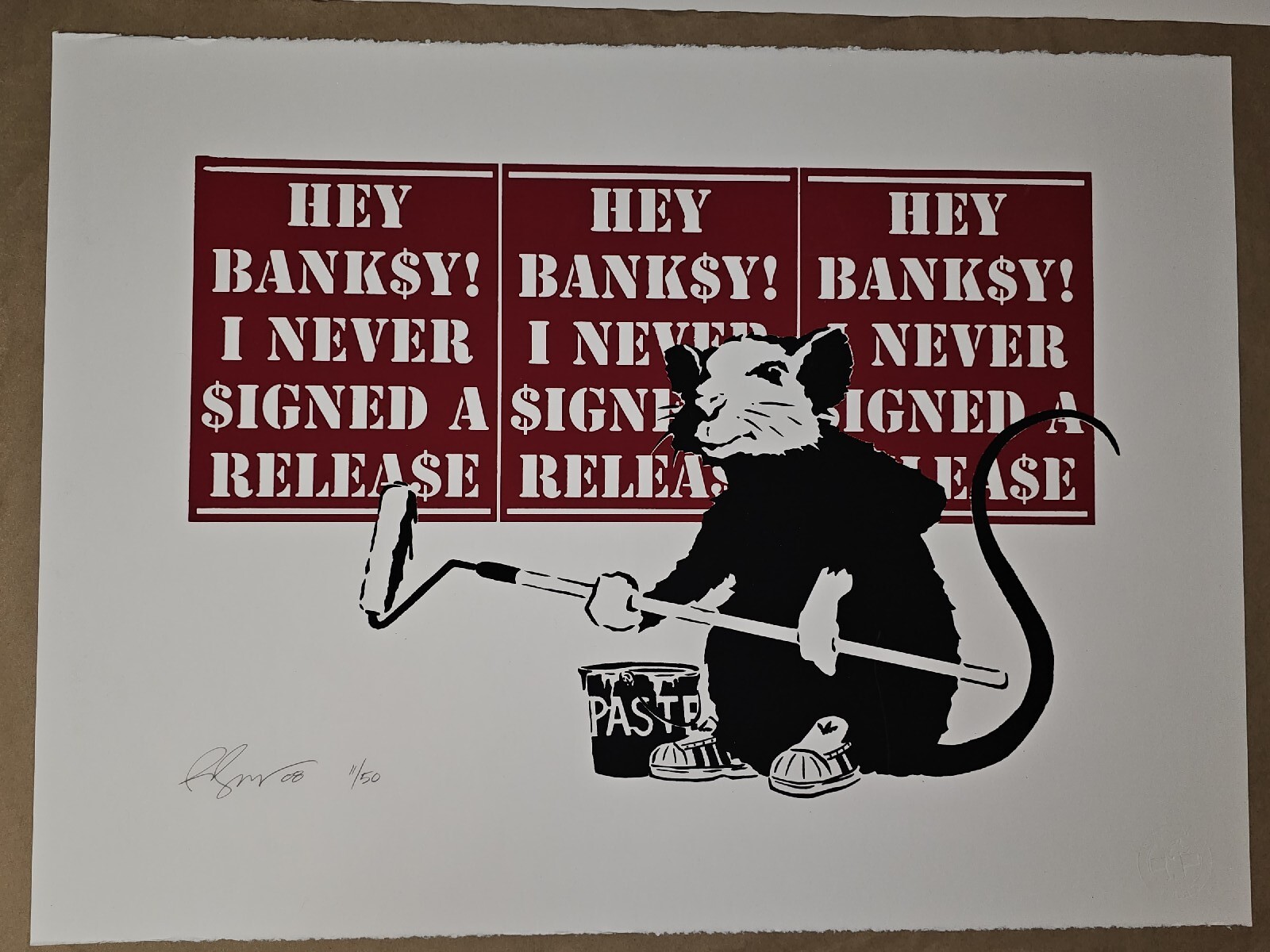 Hey Banksy I Never Signed A Release Signed #d Rene Gagnon Art Print Poster w COA Hey Banksy I Never Signed A Release Signed #d Rene Gagnon Art Print Poster w COA