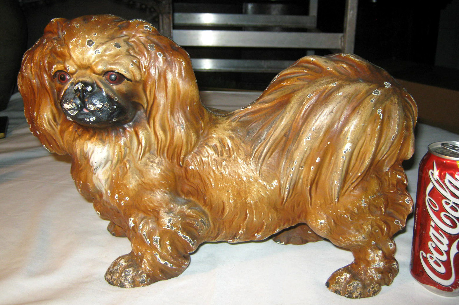 ANTIQUE HUBLEY TOY CO. USA CAST IRON PEKINGESE DOG ART STATUE SCULPTURE DOORSTOP ANTIQUE HUBLEY TOY CO. USA CAST IRON PEKINGESE DOG ART STATUE SCULPTURE DOORSTOP