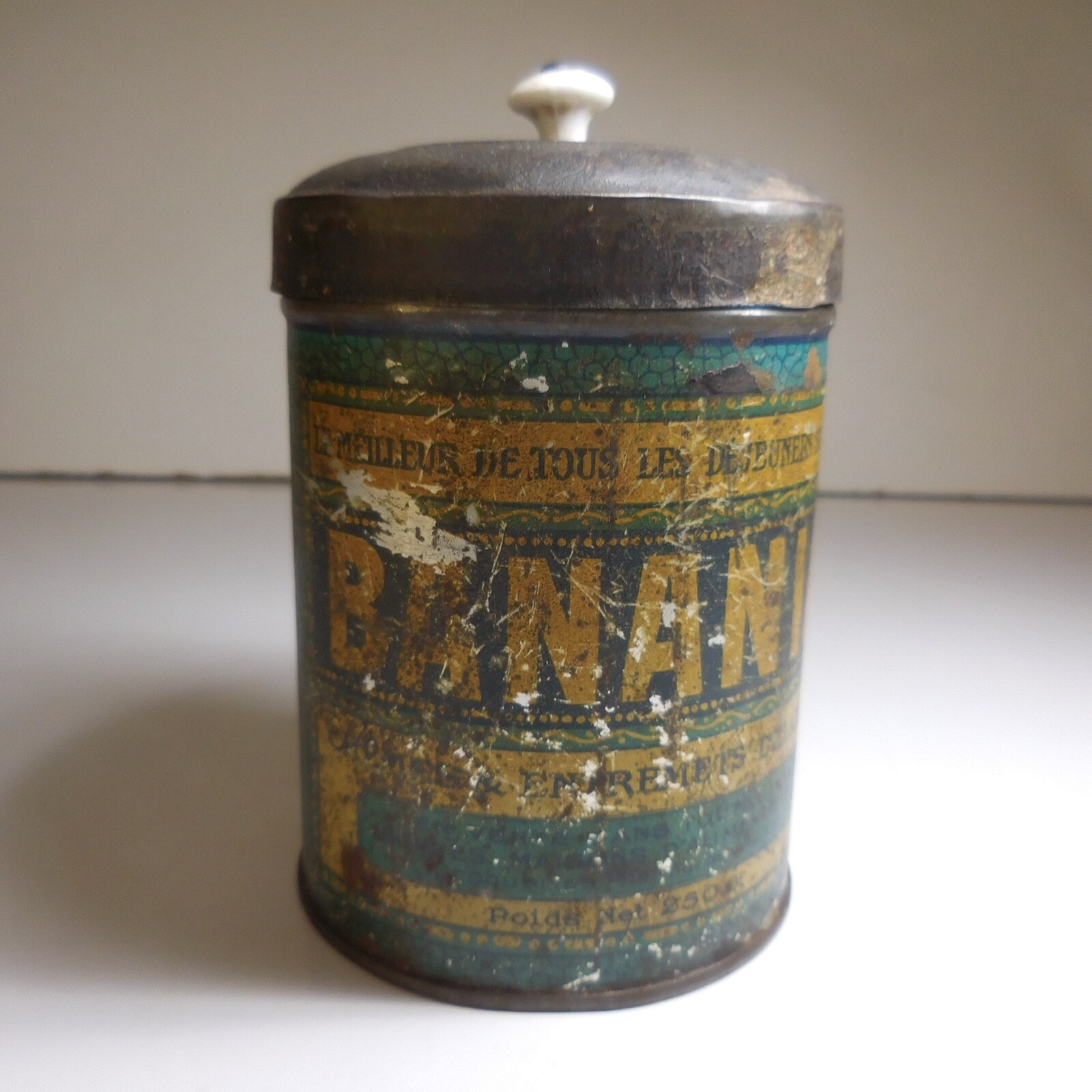 Vintage Metal Food Box BANANIA 1914 Lunch Courbevoie France N8262