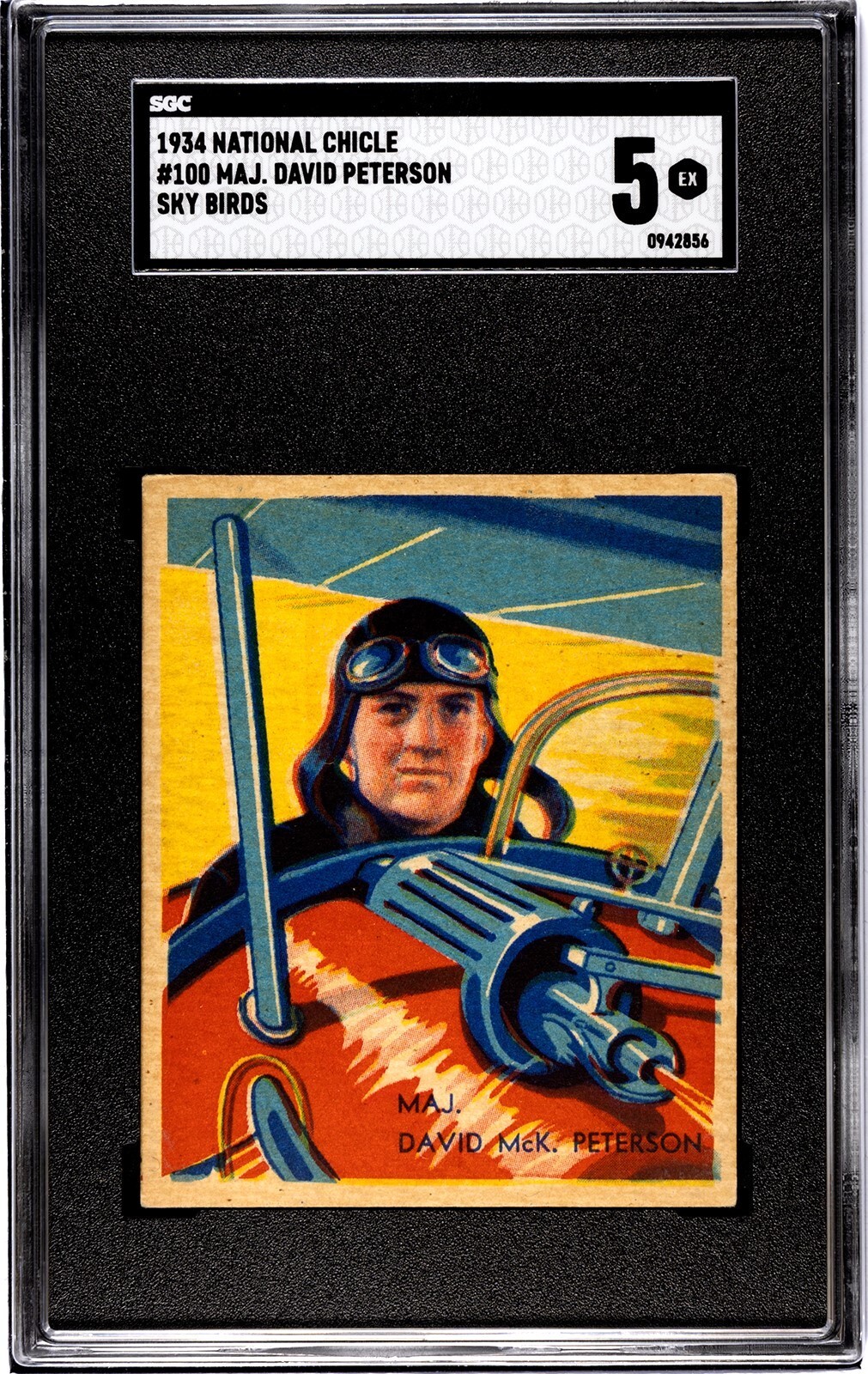 1934 R136 National Chicle Sky Birds #100: MAJ. DAVID PETERSON High # ~ SGC 5