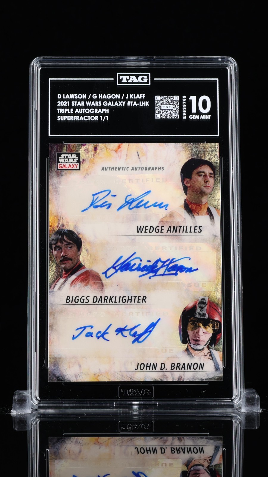 2021 Star Wars Galaxy Wedge/Biggs/John D. Triple Auto Superfractor 1/1 TAG 10