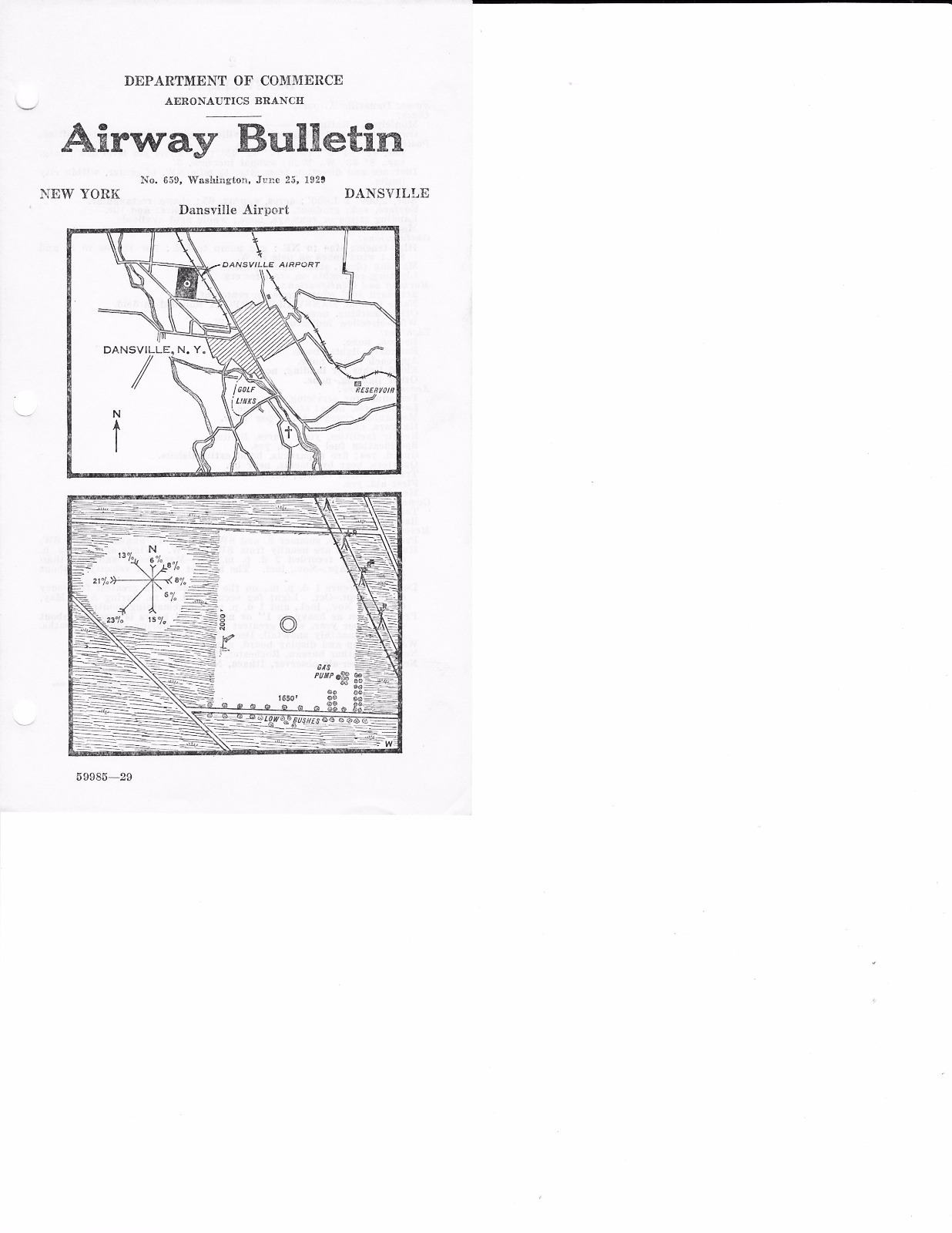 Airway Bulletin No 659, Dansville, New York from 1929. Airway Bulletin No 659, Dansville, New York from 1929.
