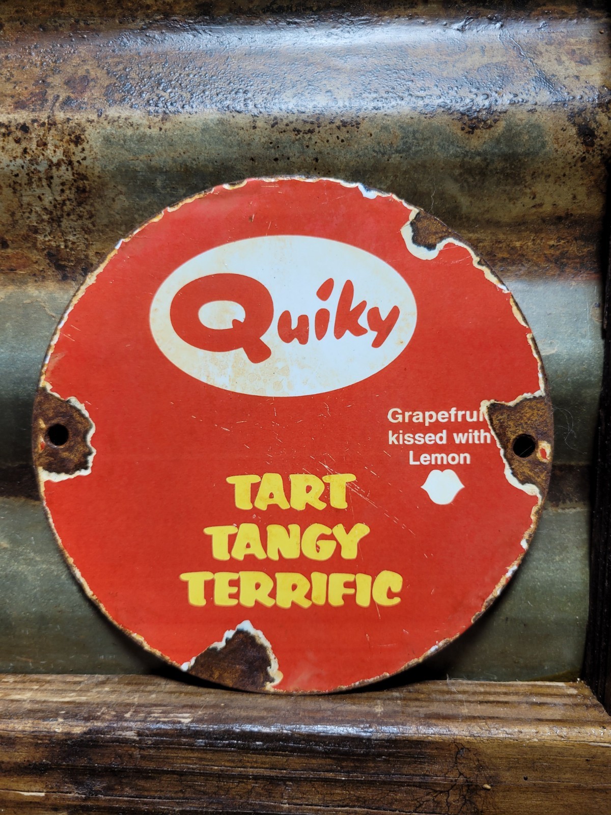 VINTAGE QUIKY PORCELAIN SIGN OLD SODA BEVERAGE GROCERY DRINK GRAPEFRUIT COLA 6