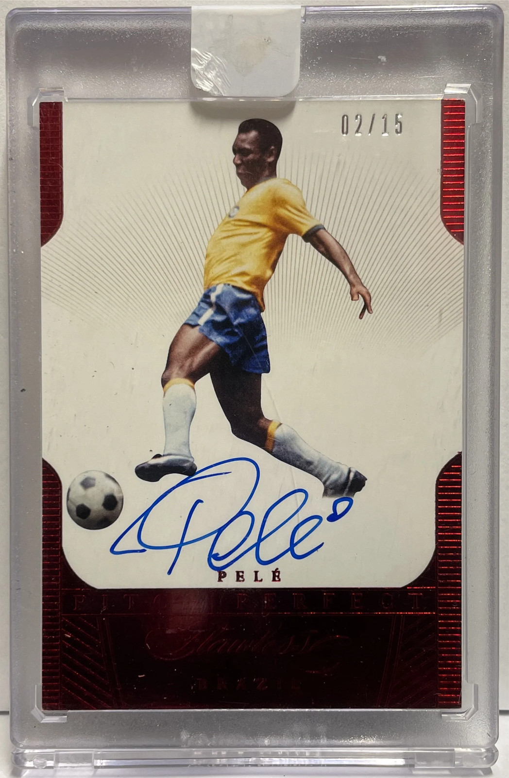 Pele 2/15 Autograph On Card Red Panini Flawless 2015/16 Pele 2/15 Autograph On Card Red Panini Flawless 2015/16