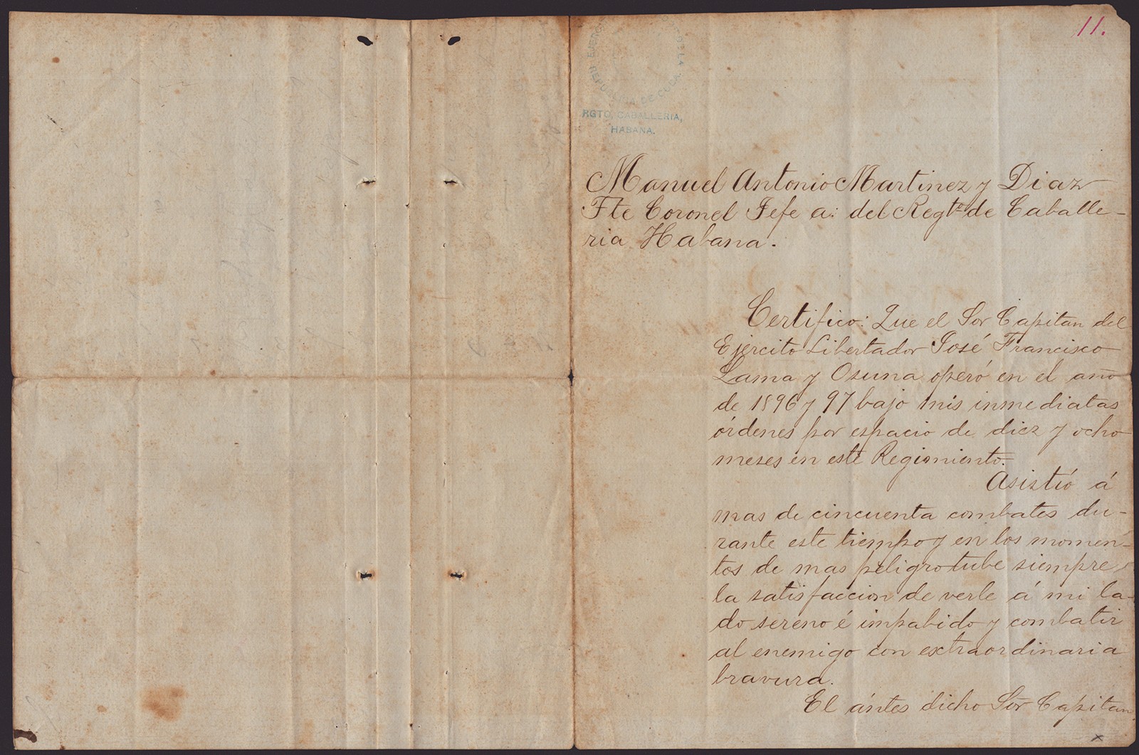 MANUEL ANTONIO MARTINEZ - MANUSCRIPT DOCUMENT SIGNED 10/11/1898 MANUEL ANTONIO MARTINEZ - MANUSCRIPT DOCUMENT SIGNED 10/11/1898