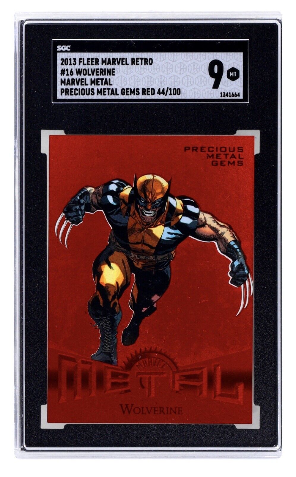 2013 Marvel Fleer Retro Precious Metal Gems Wolverine Red /99 SP SGC 9