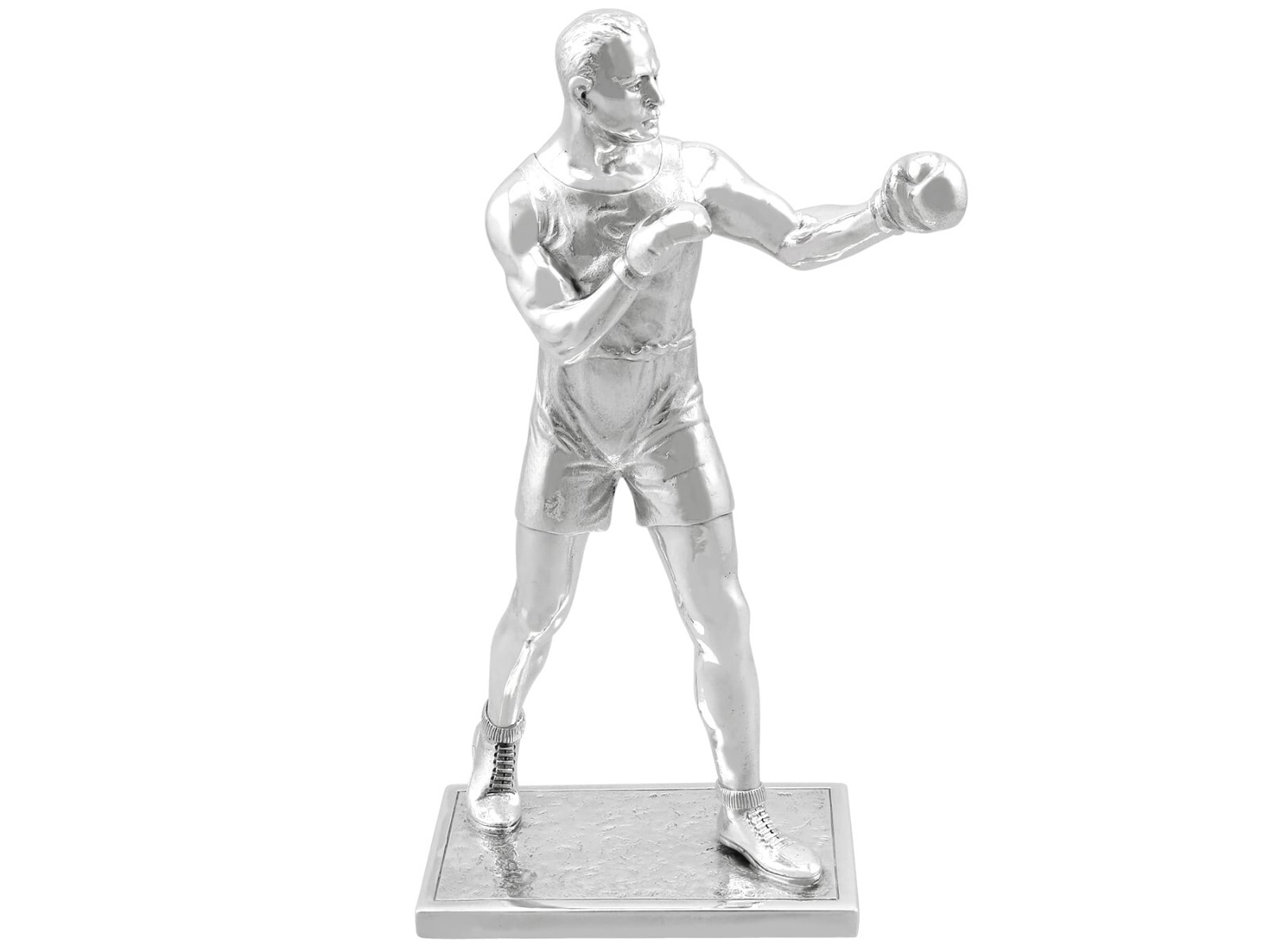 Antique George VI Sterling Silver Boxer Statue/Table Ornament