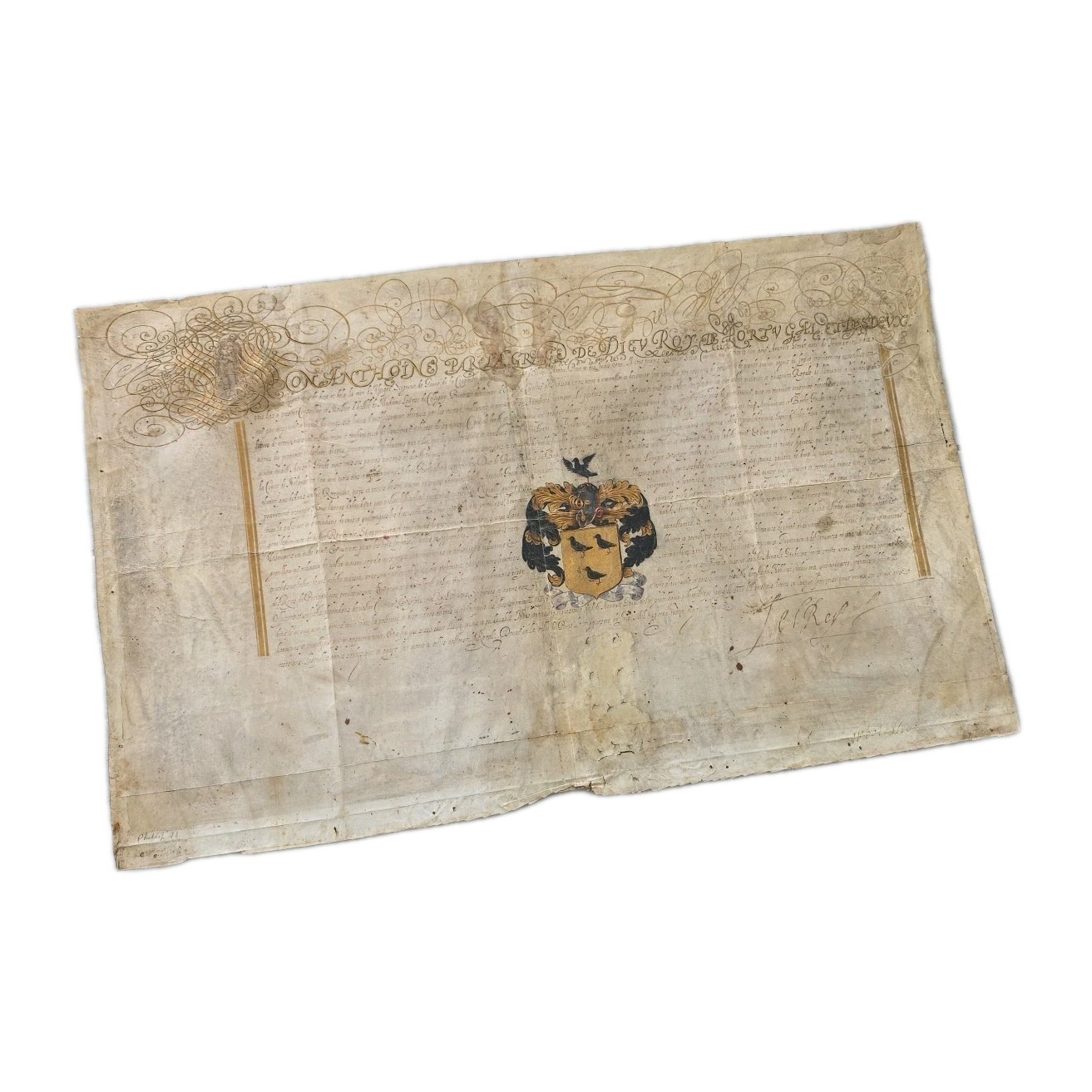 1580 Portugal King Antonio Signed Illuminated Royal Charter Manuscript Document