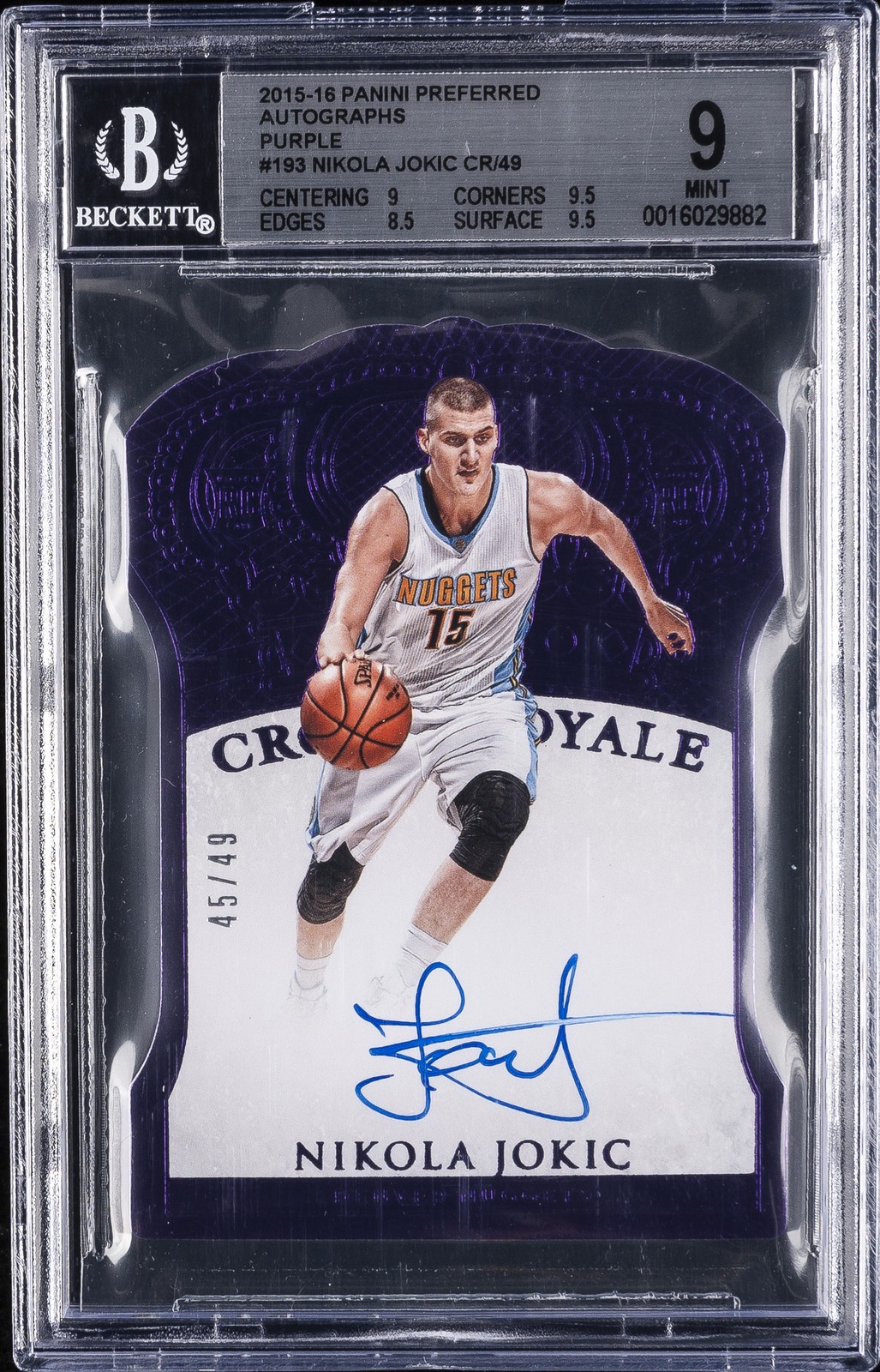 2015-16 PANINI PREFERRED AUTOS PURPLE #193 NIKOLA JOKIC BGS 9