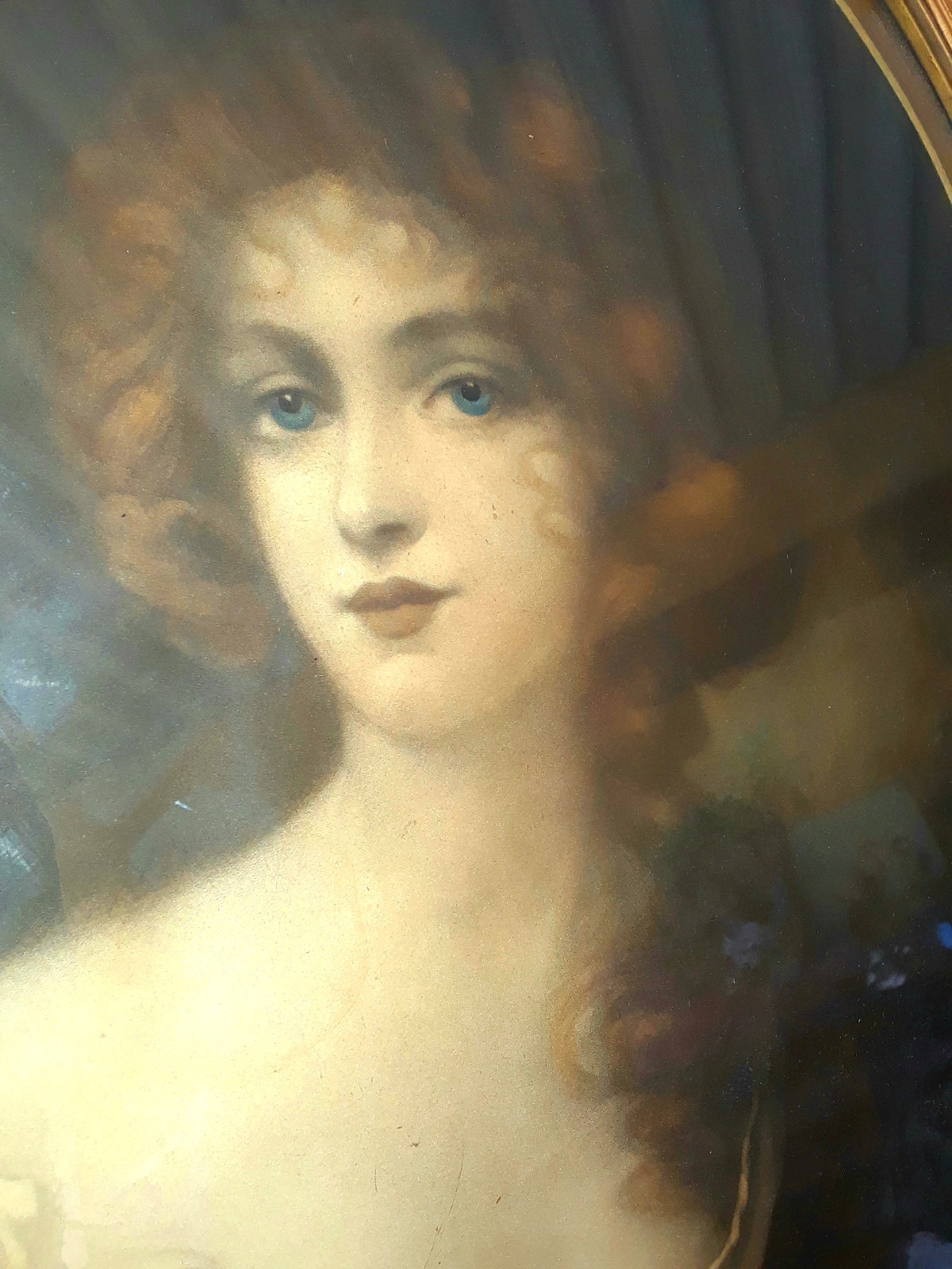 ANTQ 18th C. Female Portraiture◇Louis XIV French Baroque Oval Frame