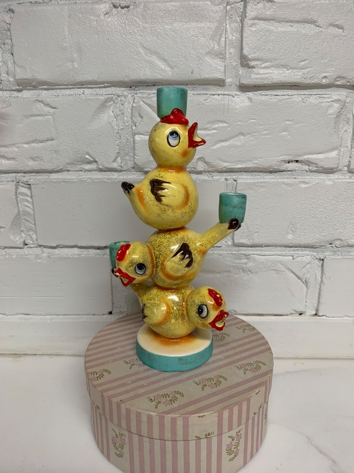 vintage rare anthropomorphic Holt Howard Easter Chick candle holder fugurine