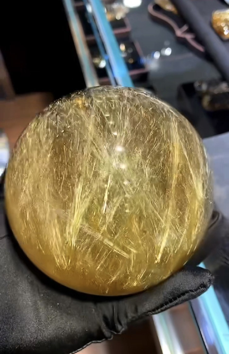 3.8LB AAAAA Natural Rutilated Quartz Sphere Titanium Crystal Ball Reiki Healing