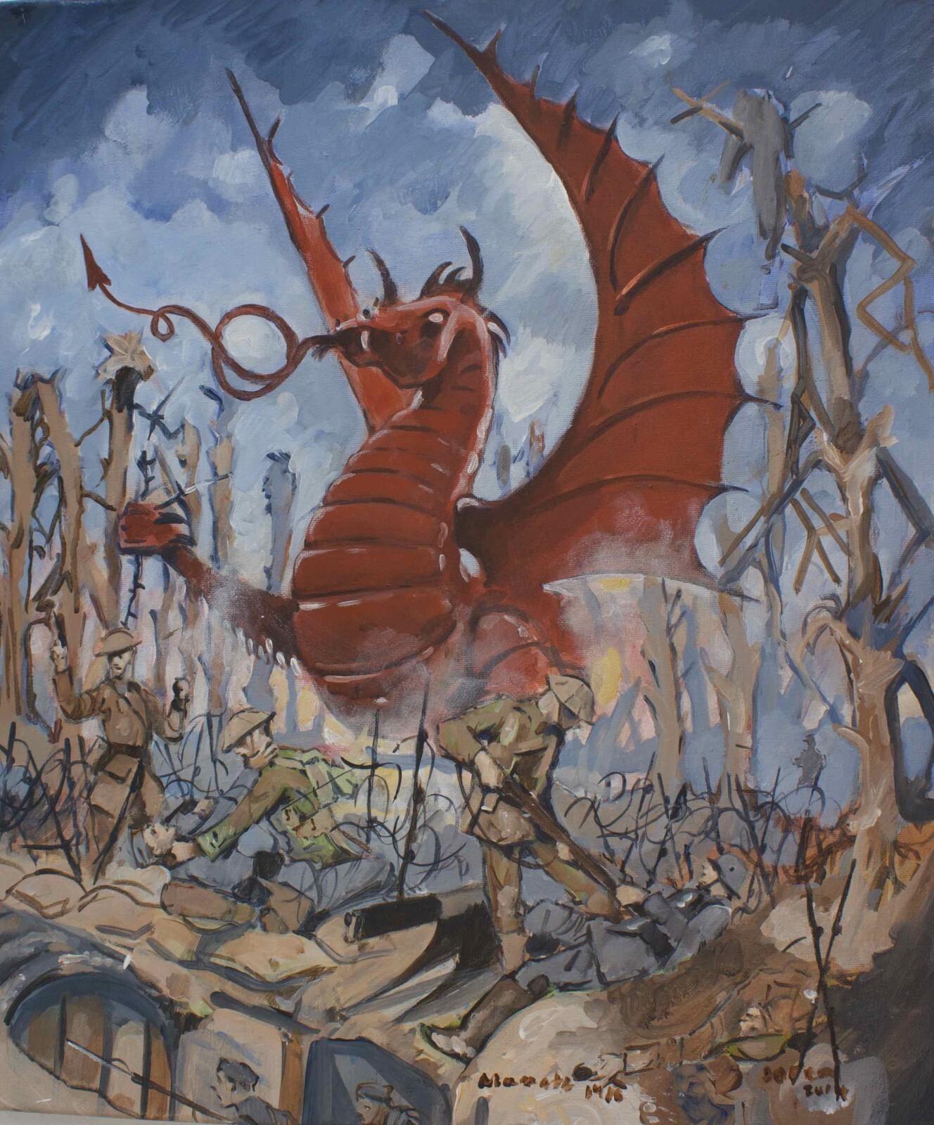 38th Welsh Division at Mametz Wood the Somme 1916 unique original painting ww1 38th Welsh Division at Mametz Wood the Somme 1916 unique original painting ww1